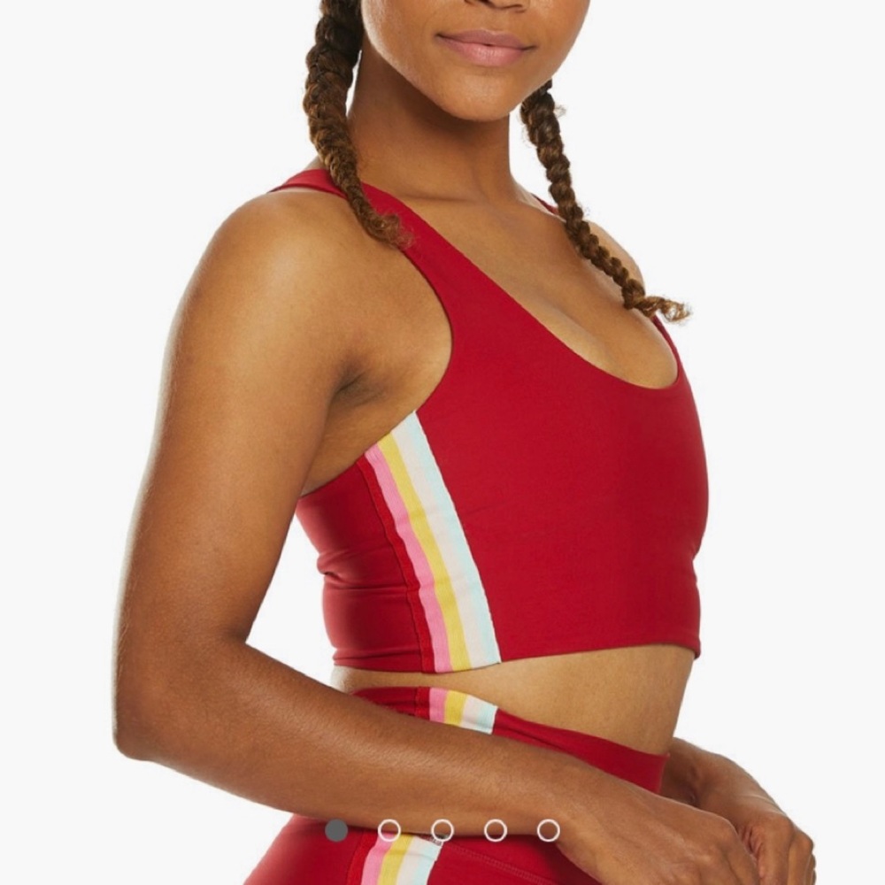 Spiritual Gangster Red Striped Sports Bra